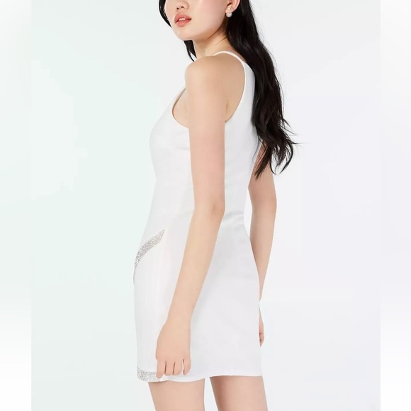 BCX Asymmetrical-Hem Rhinestone Dress Halter Off White Body-con Spandex Size M - Picture 3 of 10